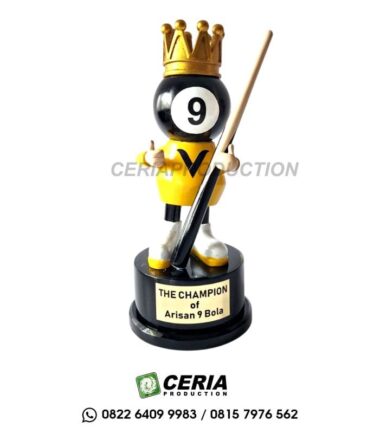 Piala Miniatur Karakter Biliar 9 Ball Custom